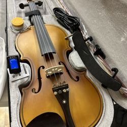 4/4 Electric Acoustic Violin with New Bow, Digital Tuner, Shoulder Rest, Extra Strings $160 Firm