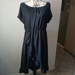 SHEIN Curve 1XL Black Off-Shoulder Ruffle Dress