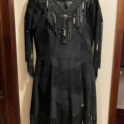 100% Black Leather Women’s Dress