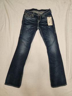NWT True Religion Bootcut Jeans Size 29(US size 8) Lone Grove Big T White Stitch