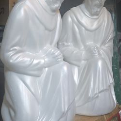 Two white Joseph Nativity Blowmolds and Baby Jesus Blowmold