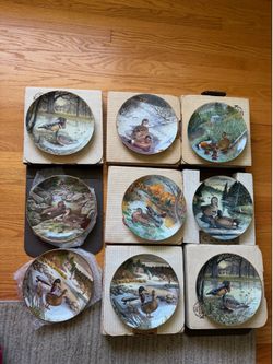vintage "Living With Nature: Jerner's Ducks" collector plates designed by artist Bart Jerner