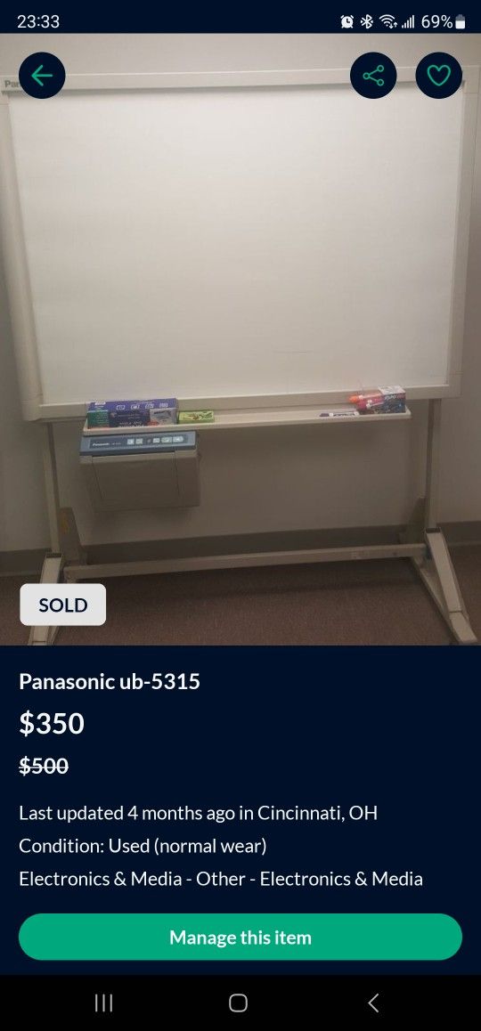 Panasonic ub-5315 Whiteboard