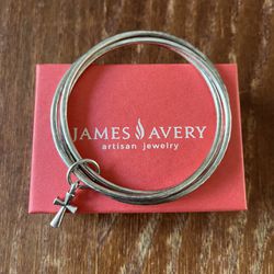 James Avery St Teresa Cross 3 Bangle Hammered Bracelet