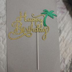 Happy Birthday Cake Topper Hawaii Theme 