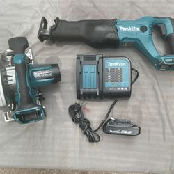 Makita LXT 18V Saw Kit—6  1/2” Circ Saw XSSO2 & Recip Saw XRJO4–New/Never Used Tools, Battery and Charger