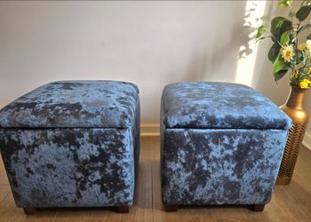 Two Storage Ottoman Cubes,  Sturdy Seat, with Hinges.