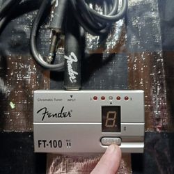 Vintage Fender Ft100 Chromatic Tuner Plus 6 Ft Fender Guitar Cable