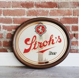 VINTAGE Stroh's Mirror Beer Sign