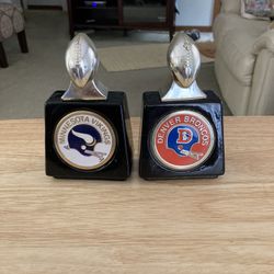 1970’s NFL AVON DECANTERS VIKINGS/BRONCOS 