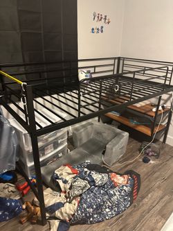 Loft bed with shelves