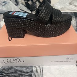 Shoes Wedges Slip On 6.5 Black New