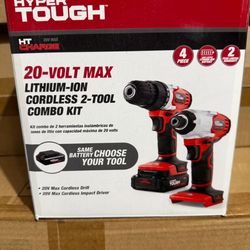 BRAND NEW / NEVER USED Hyper Tough 20-Volt Max Lithium-Ion Cordless 2-Tool Combo Kit
