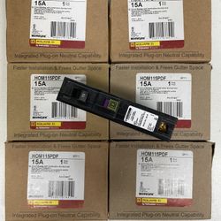 Square D Homeline 15 Amp Single-Pole Plug-On Neutral Dual Function (CAFCI and GFCI) Circuit Breaker