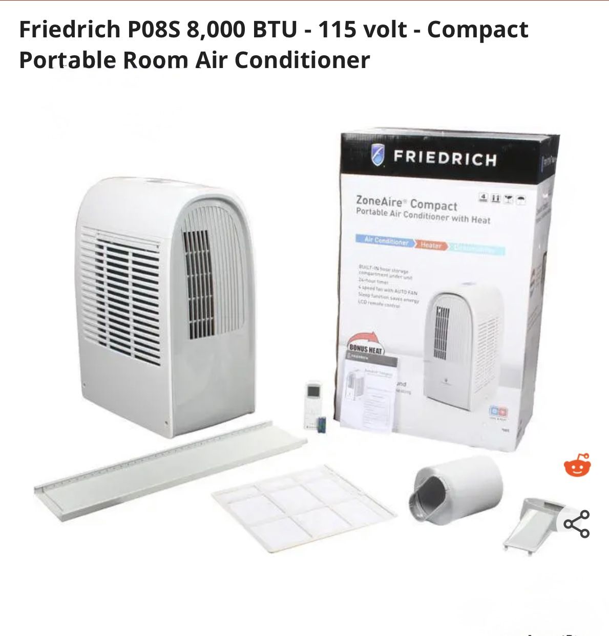 Friedrich P08S 3 IN 1 SYSTEM: Air Conditioner Dehumidifier and Heater