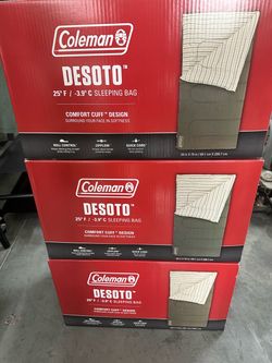 New Coleman Desoto 25°F Camping Sleeping Bag - Flannel Lined (Brand New In Box) x 4