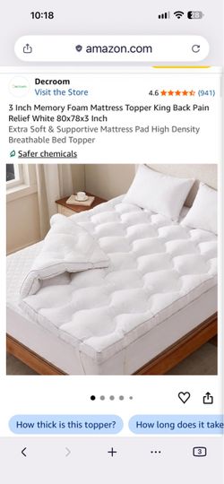 Decroom 3-Inch Memory Foam Mattress Topper King