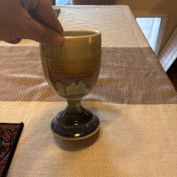 Vintage ceramic handmade pottery goblet 