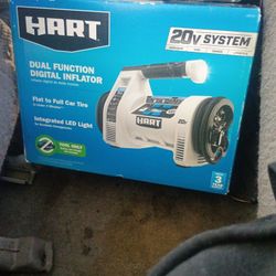 Hart 20v Dual Function Digital Inflator And 2 LED Lights And A 600 Meter Beam Distance 2500 Lumens Light