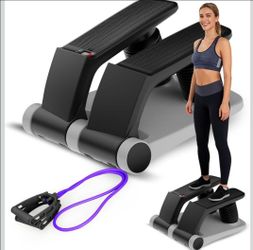 Hnliy Air Stepper Exercise Machine with Resistance Bands, Stair Stepper with LCD Monitor, Adjustable Resistance Cardio Trainer for Home Workout, Compa