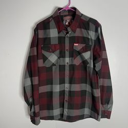 Dixxon The Brawler Long Sleeve Flannel Shirt Mens Medium Red Black