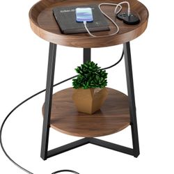 Round End Table with Charging