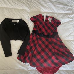 18m Plaid Dress W/ Cardigan 