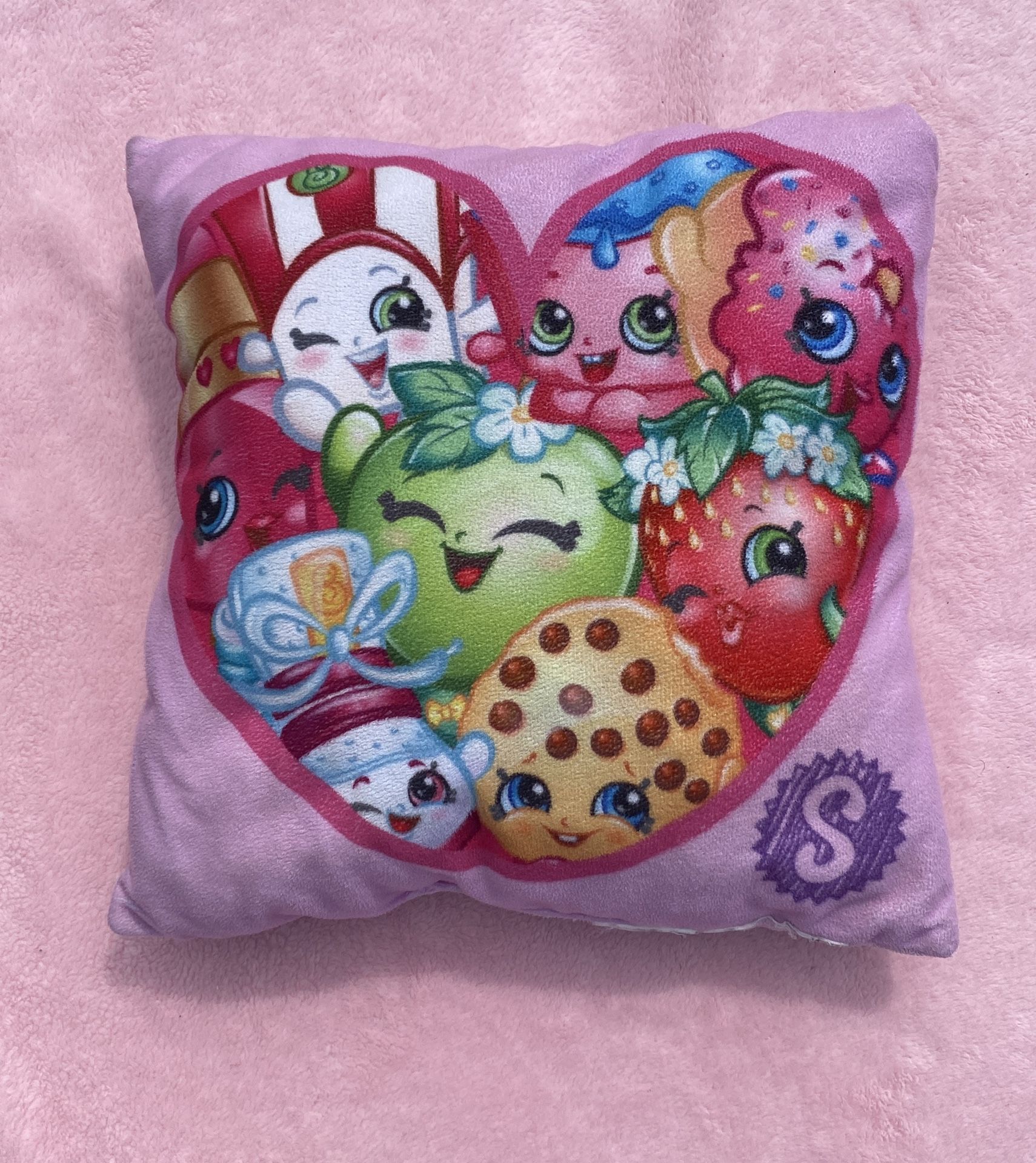 SHOPKINS Children’s Soft Square Throw Pillow 12” X 12” Pink 2013 Moose