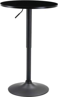 BTEXPERT Industrial Adjustable 27-36" Height Metal Bar Table Swivel 23.8 Round MDF Wood Top Cocktail Pub Bistro Black Base
