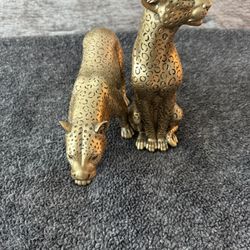Gold Cheetah Statues (Set of 2)