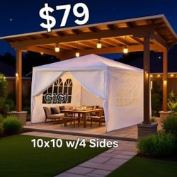 10  x 10 White Canopy Party Tent Wedding Tent Canopy With Sidewall
