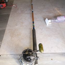 Vintage big game fishing rod ,senator reel combo 
,nylon string/rope