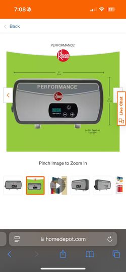 Rheem Performance Tankless Electric Water Heater