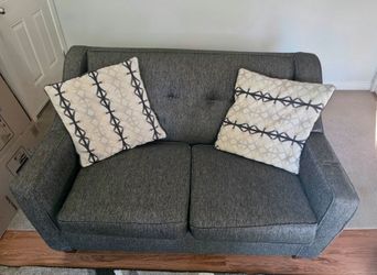 Charcoal Grey Loveseat with Pillows