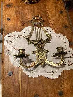 Brass Lyre/Harp Wall Sconce