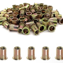 50PCS -Rivet Nuts, M10 Carbon Steel Metric Rivet Nut Assortment Kit, Flat Head Threaded Insert Nutserts Assort,for Automotive Furniture Decoration Ele