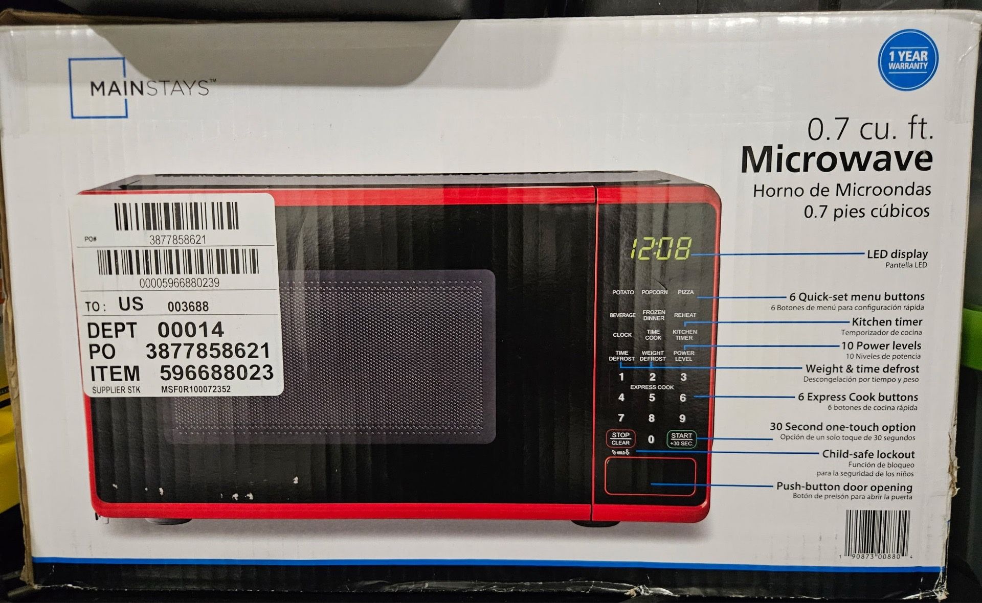 Red small microwave