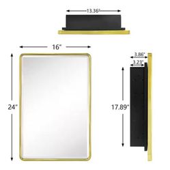 Mirrored Medicine Cabinet With Gold Metal Frame - $89.97