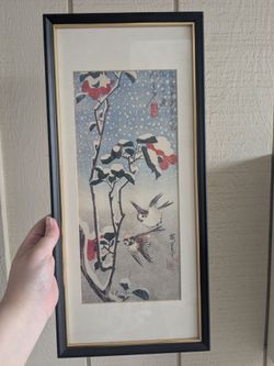Japanese winter sparrow print