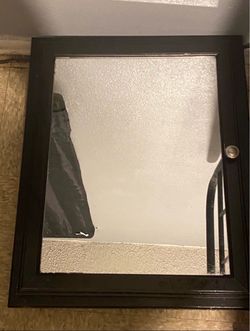 Black Framed Medicine Cabinet with Mirror Door