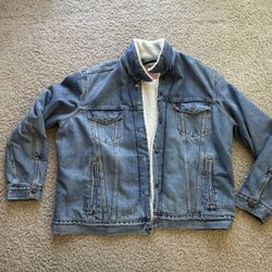 Levis Authentic Denim Jean Jacket XL Sherpa Lining