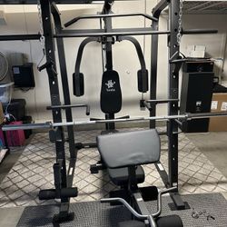 Vesta Fitness Smith Machine 1001 w/Bench Attachment | 230lb Bumpers Olympic Weights | 7ft Olympic Bar | Gym Equipment | FREE DELIVERY/INSTALL🚚 