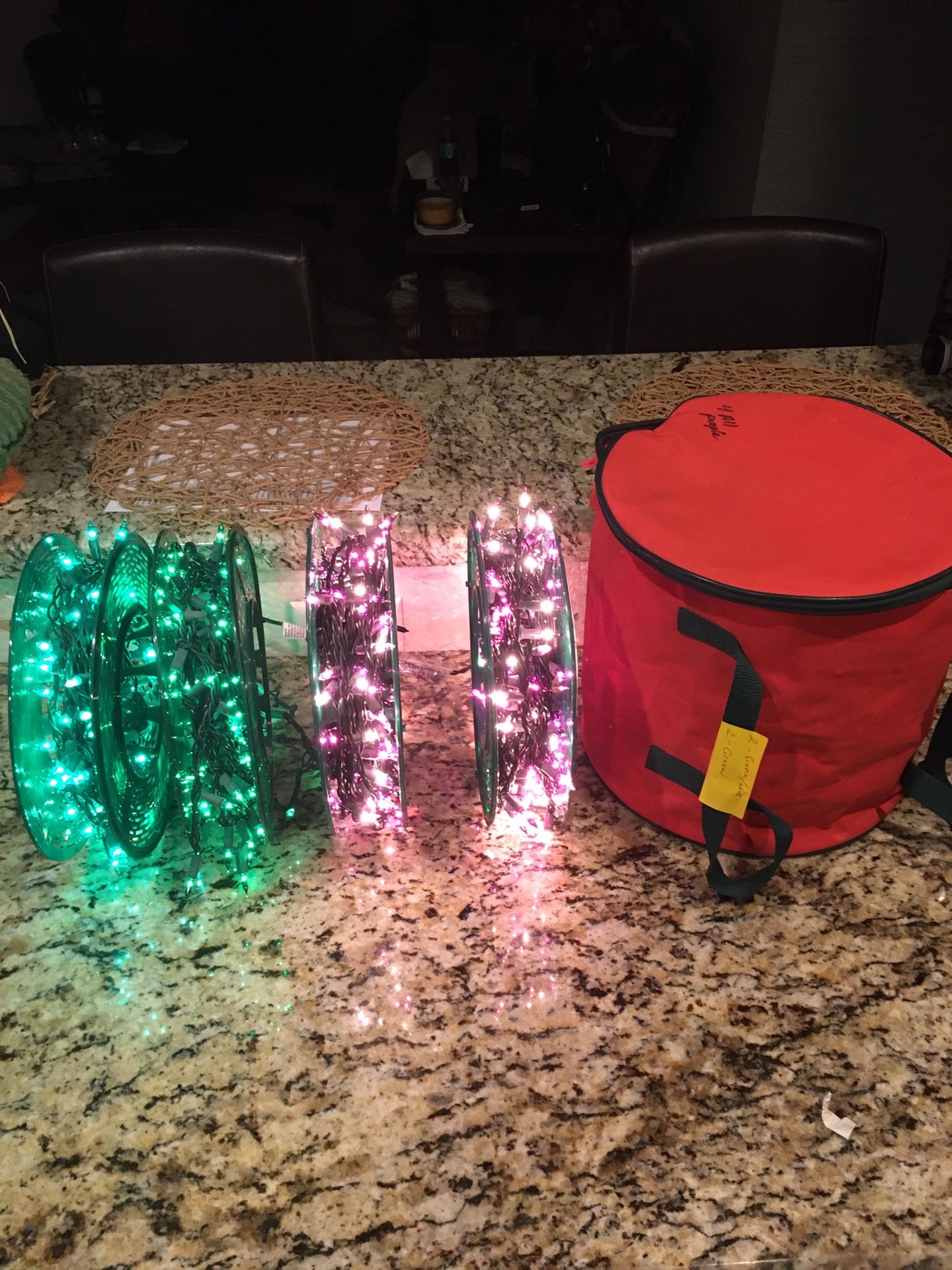 Holiday lights with bag