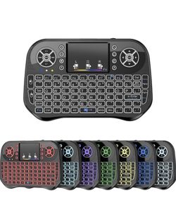 2.4gHz - Backlit Mini Wireless Handheld Keyboard Mouse Touchpad Black - 7 COLOR
