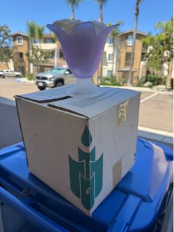 Vintage PartyLite Lavender Tulip Frosted Glass Candle Holder – New in Box