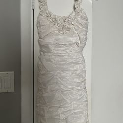 Lucy & Co. White Ruched Cocktail Dress SZ S