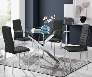 Modern 5-Piece Glass Dining Set with 4 Chairs Like New
