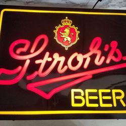 1990's Stroh's Wall Light Beer Sign 20.5 x 15.5 inches