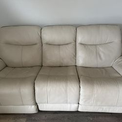 leather sofa recliner -cream color