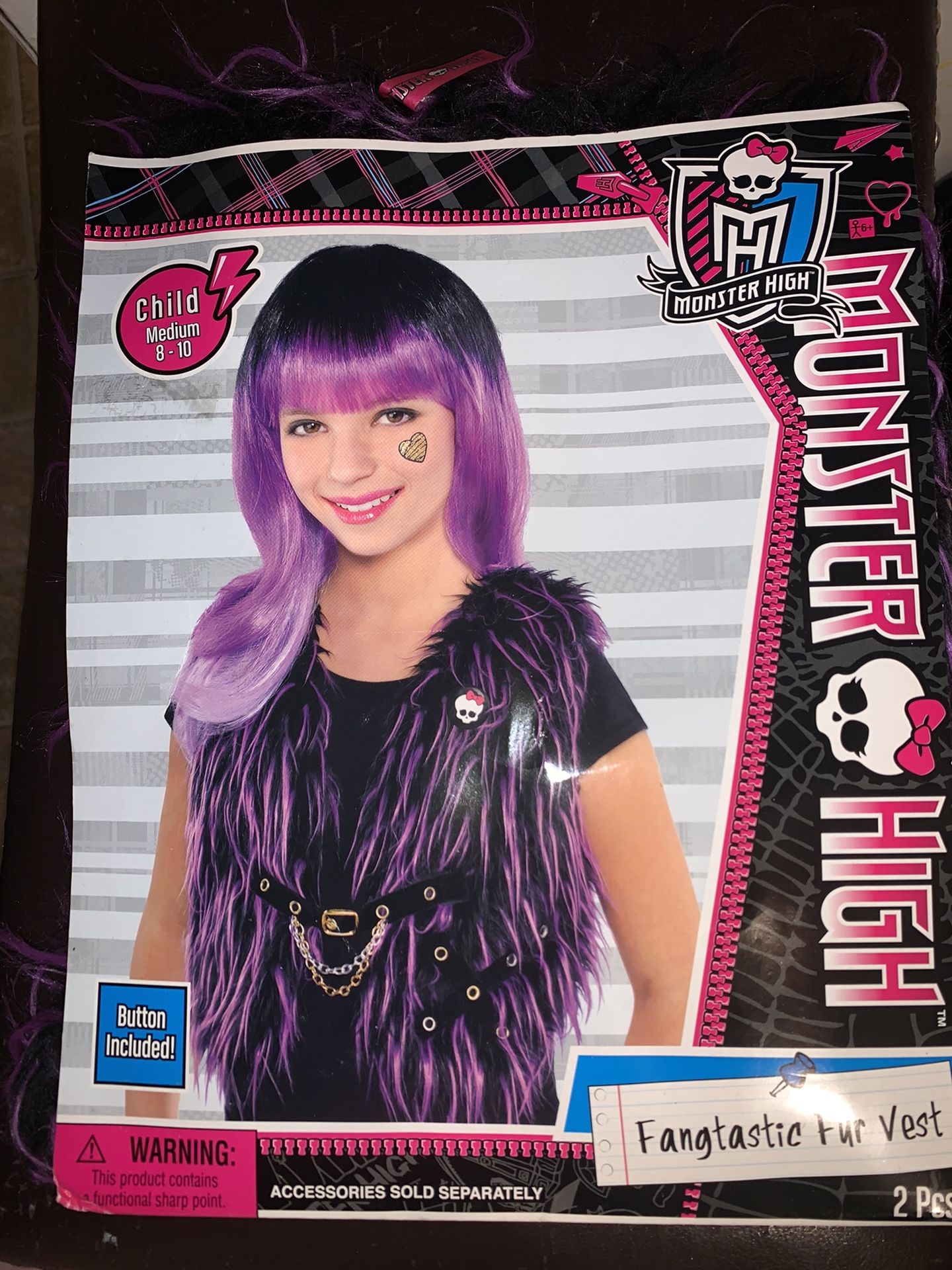 Monster High Fagtastic Fur Vest For Halloween costume